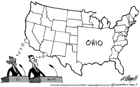 Henry Payne » Editorial Cartoon: Ohio Map Mitt and Obama