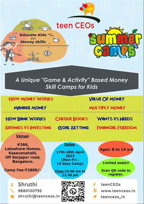 Game Based Money Skills kids Summer Camp, Lakeshore Homes Road ...