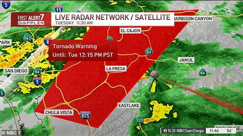 Tornado warning is issued for multiple areas near San Diego as deadly ...