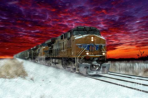 Midnight Train Painting Digital Art by Sandra J's - Fine Art America