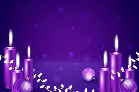 Free Vector | Realistic purple candles advent background