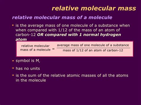 Relative molecular mass - - INSIDE CHEMISTRY