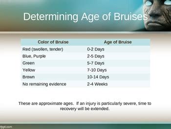 Bruise Colors and Age by Shelle House | Teachers Pay Teachers