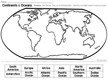 Label Continents And Oceans Printable