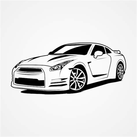 Vector de silueta de coche de edición especial nissan gtr | Vector Premium