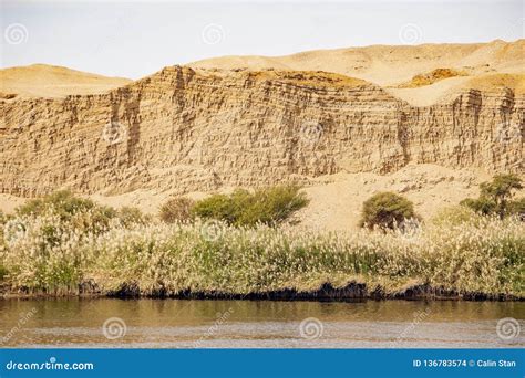 River Nile Banks and Vegetation and the Sahara Desert Starting Nearby ...