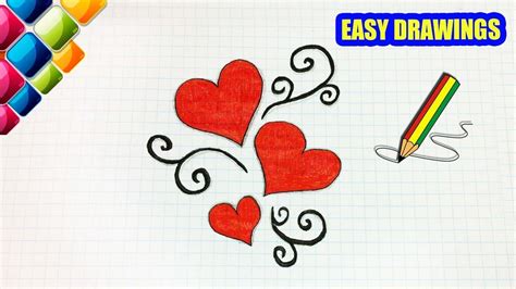 Easy drawings #298 How to draw a pattern hearts - YouTube