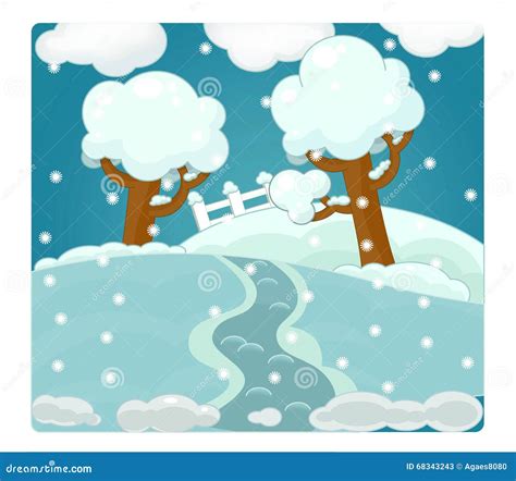 Cartoon Scene With Weather - Winter - Snowy Stock Illustration - Image: 68343243