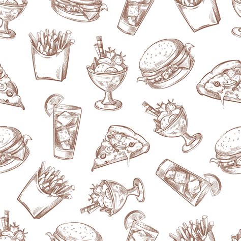 Fast food vector seamless background, menu pattern for your packing de By Microvector ...