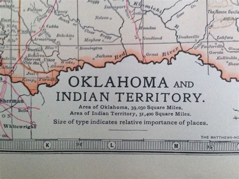 1903 OKLAHOMA & INDIAN TERRITORY Original Large Antique Map - Wall Map ...