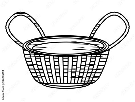 sketch of empty fruit basket icon over white background, vector ...