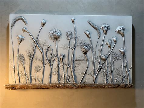 Plaster Bas Relief Wall Art Consisting of Marigolds, Foxtail, Queen ...