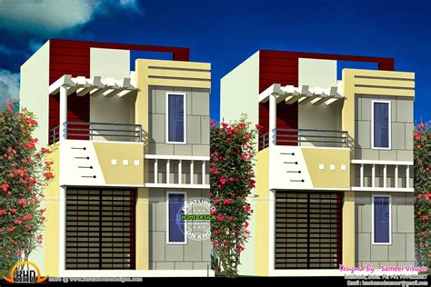 Kerala home design and floor plans - 8000+ houses: Row house design