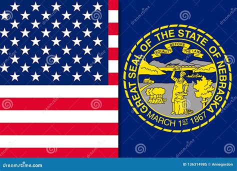 Flag of Nebraska and USA Flag Stock Illustration - Illustration of american, labor: 136314985