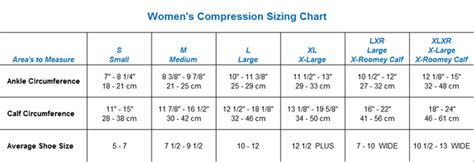 Compression socks for women size chart