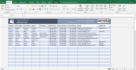 Contact List Template | Excel spreadsheets templates, Excel spreadsheets, Spreadsheet template