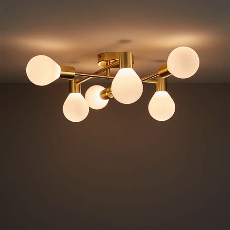 Channing Modern Gold Satin Brushed 6 Lamp Ceiling Light from B&Q. Very ...