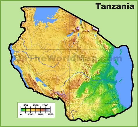 Tanzania physical map