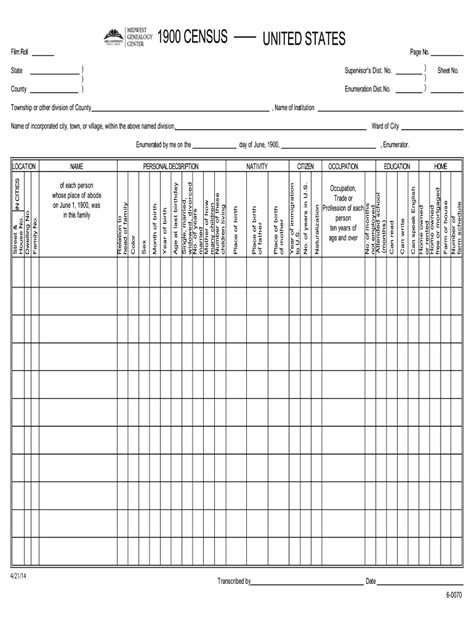 1900 Census 6 0070 - Fill Online, Printable, Fillable, Blank | pdfFiller