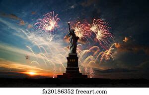 Free art print of Statue of Liberty & Fireworks. Composite photo of the statue of Liberty with a ...