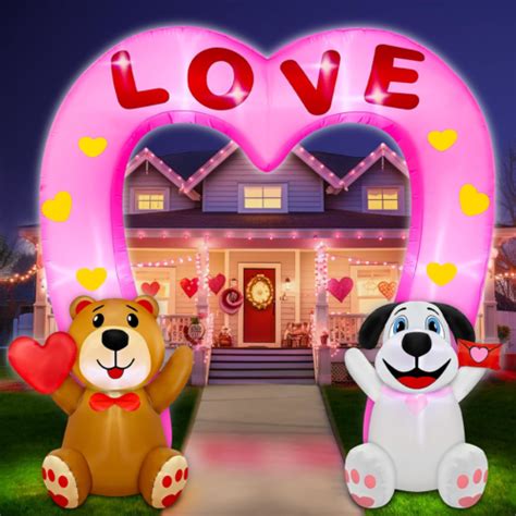 8 Feet Valentine's Day Inflatables Outdoor Bear Holds Heart, Dog Love Envelope | eBay