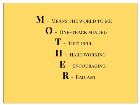 Mother Acrostic Poem Template