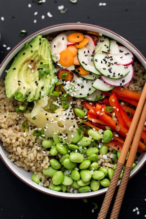 Vegetarian Sushi Bowl with Green Tea Rice and Edamame | @naturallyella | Vegetarian sushi, Whole ...