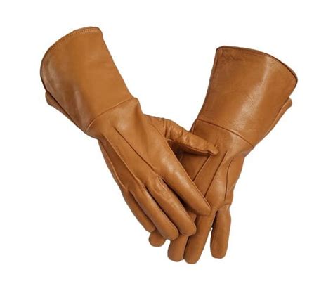 Medieval Renaissance Gauntlet Tan leather gloves long arm cuff