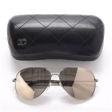 CHANEL CC Aviator Sunglasses 4189-T-Q Gold 254793