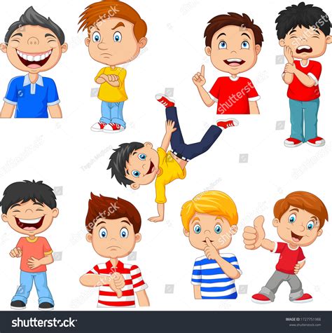 Cartoon Children Various Expressions Gesture Stock Vector (Royalty Free) 1727751988 | Shutterstock