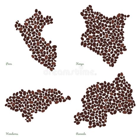 Country Maps Made Out of Coffee Beans Illustration Stock Vector ...