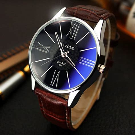 Elegant Leather Band Men's Watches