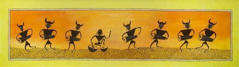 Music in Folk Life - Bastar Folk Art (4ft x 1ft) - International Indian Folk Art Gallery