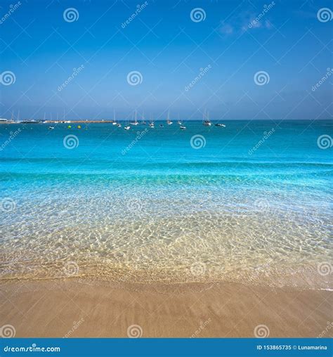 Ibiza Santa Eulalia Town Beach in Spain Stock Image - Image of island ...