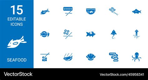 Seafood icons Royalty Free Vector Image - VectorStock