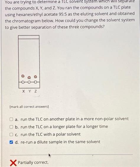 Solved You are trying to determine a TLC solvent system | Chegg.com