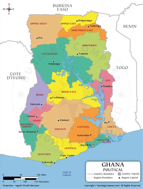 Ghana Region Map, Ghana Political Map