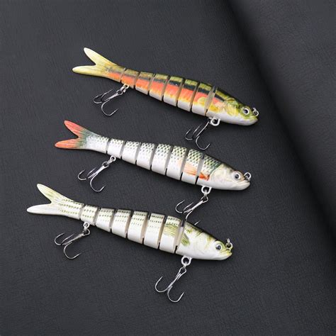 3x Fishing Lures Bass Lures Multi Jointed Artificial Bait Segment Swimbaits Lure | eBay