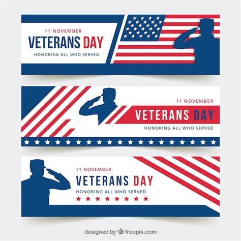 Modern veterans day banners Vector | Free Download