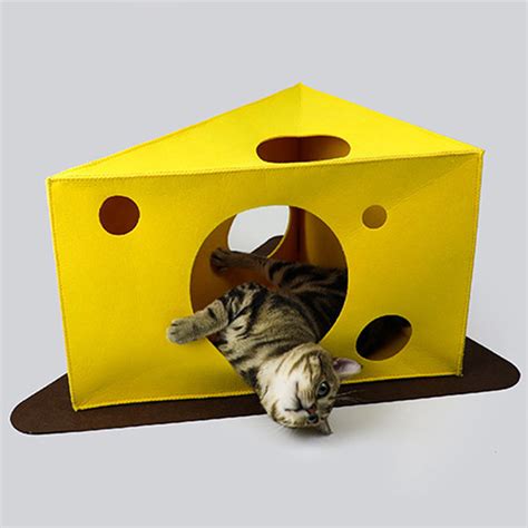 Cheese Cube Cat House - Interactive Play - Feline Fun - ApolloBox