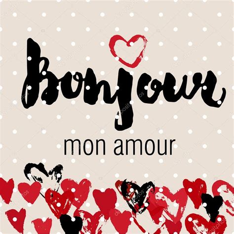 bonjour mon amour inscription — Stock Vector © Olga_C #96389422