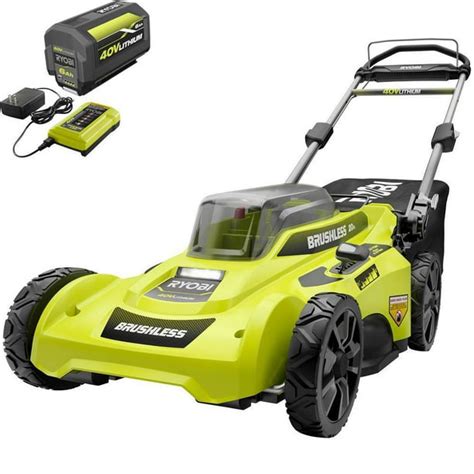 RYOBI Lawn Mower 20 in. 40-Volt Lithium-Ion Brushless Cordless Walk ...