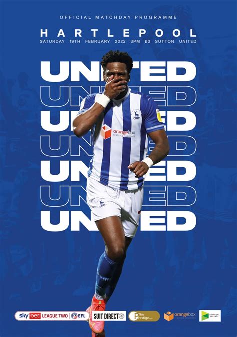 Hartlepool v Sutton Utd. Matchday Programme 2021/22 | Aca-Creative