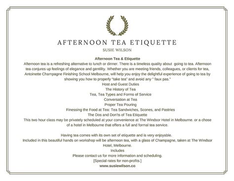 Afternoon Tea Etiquette – Susie Wilson Etiquette Expert