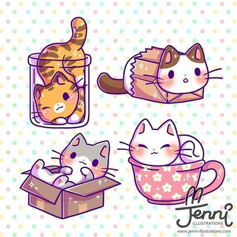 Cute cats in small spaces 🐱💖 . . . #cats #catlover #catsinsmallspaces #jennillustratuons | Cute ...