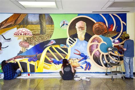 science mural | Mural art, Mural art design, School wall art