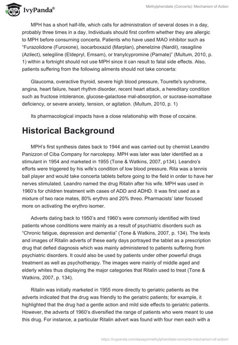 Methylphenidate (Concerta): Mechanism of Action - 2913 Words | Research ...