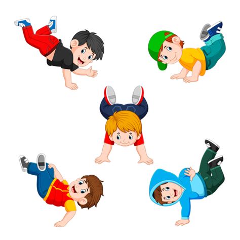 Little boys turn a somersault cartoon illustration vector free download