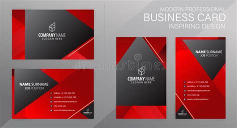 Set of Red and Black Modern Corporate Business Card Design Templates Stock Vector - Illustration ...