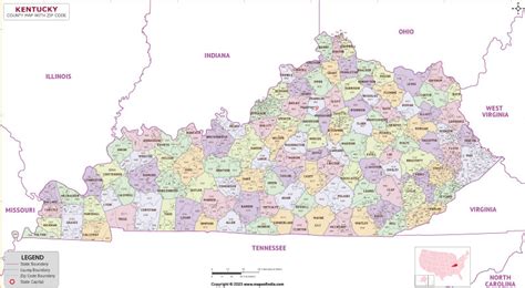 kentucky County Zip Codes Map